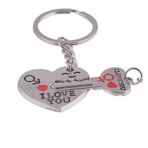 JETTINGBUY 2pcs Fashion Love Heart Key Ring Keyfob Couples Keychain Gift